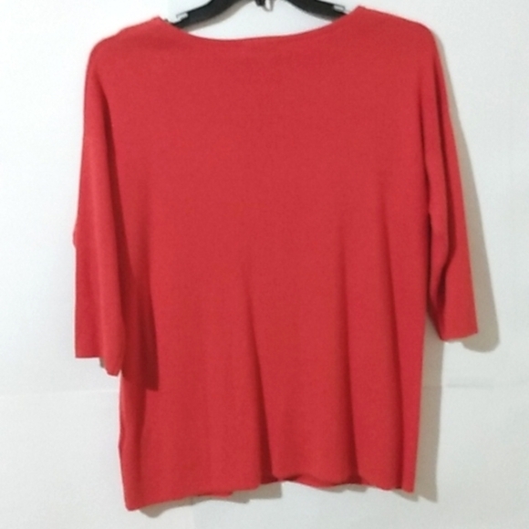 LILLA P SCOOP-NECK ORANGE 3/4 SLEEVE PULLOVER SWEATER SIZE LARGE EUC - Picture 5 of 6